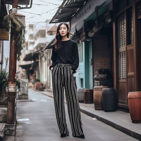 黑色闊腿褲搭配什么上衣好看,黑色闊腿褲顯瘦穿搭指南:10款上衣搭配示范盡顯高級氣質