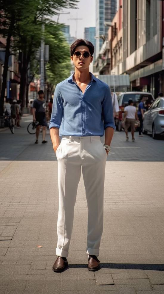 淺藍色褲子配什么顏色上衣,淺藍色褲子穿搭配色指南:推薦上衣配色方案